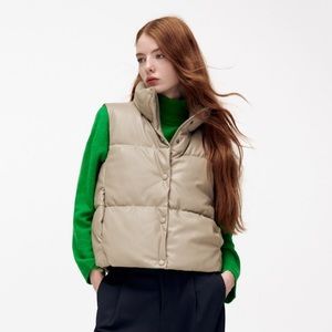 Faux Leather Puffer Vest